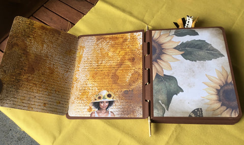Mini Journal "Sonnenblume 16" // handgemacht von Uta (Streifenhörnchen)
