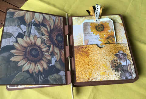 Mini Journal "Sonnenblume 16" // handgemacht von Uta (Streifenhörnchen)