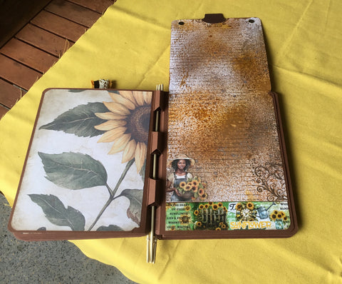 Mini Journal "Sonnenblume 16" // handgemacht von Uta (Streifenhörnchen)