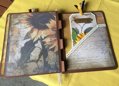Mini Journal "Sonnenblume 16" // handgemacht von Uta (Streifenhörnchen)