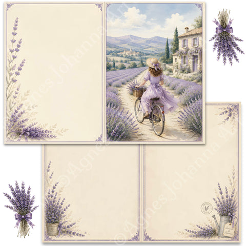 "Provence Sommer" (August 2026) // AgnesJohanna Art // 7 Blatt Designpapier // doppelseitig bedruckt
