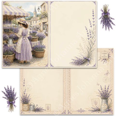 "Provence Sommer" (August 2026) // AgnesJohanna Art // 7 Blatt Designpapier // doppelseitig bedruckt