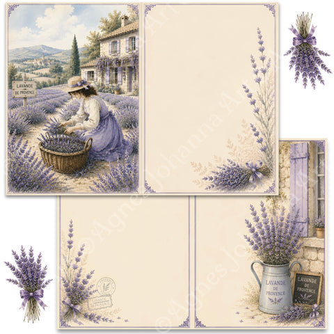 "Provence Sommer" (August 2026) // AgnesJohanna Art // 7 Blatt Designpapier // doppelseitig bedruckt
