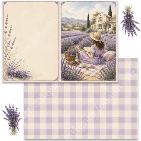 "Provence Sommer" (August 2026) // AgnesJohanna Art // 7 Blatt Designpapier // doppelseitig bedruckt