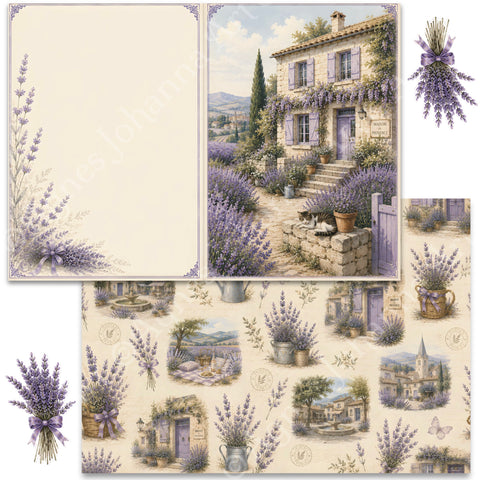 "Provence Sommer" (August 2026) // AgnesJohanna Art // 7 Blatt Designpapier // doppelseitig bedruckt