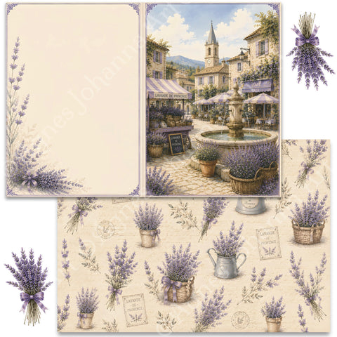 "Provence Sommer" (August 2026) // AgnesJohanna Art // 7 Blatt Designpapier // doppelseitig bedruckt