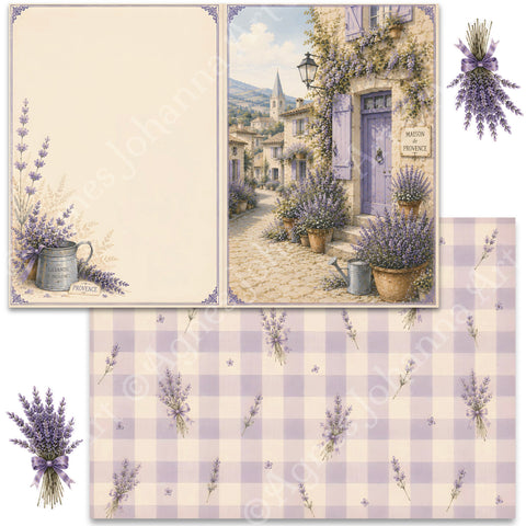 "Provence Sommer" (August 2026) // AgnesJohanna Art // 7 Blatt Designpapier // doppelseitig bedruckt