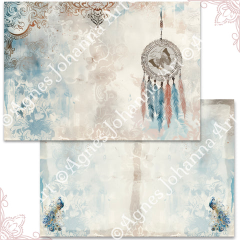 "Elegant Bohemian" // AgnesJohanna Art // 7 Blatt Designpapier // doppelseitig bedruckt