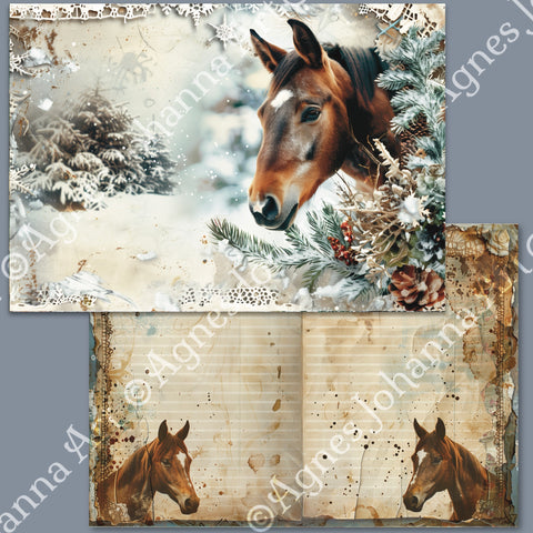 "Animal Friends - Horses" // AgnesJohanna Art // 7 sheets of design paper // printed on both sides 