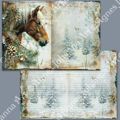 "Animal Friends - Horses" // AgnesJohanna Art // 7 sheets of design paper // printed on both sides 