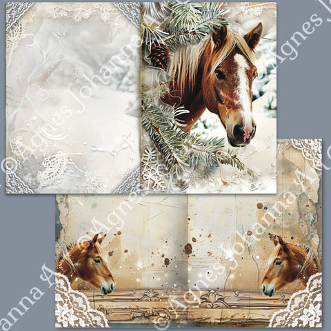 "Animal Friends - Horses" // AgnesJohanna Art // 7 sheets of design paper // printed on both sides 