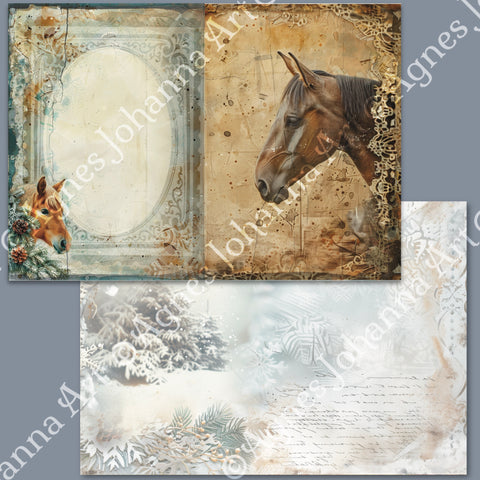 "Animal Friends - Horses" // AgnesJohanna Art // 7 sheets of design paper // printed on both sides 