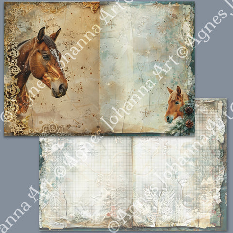 "Animal Friends - Horses" // AgnesJohanna Art // 7 sheets of design paper // printed on both sides 