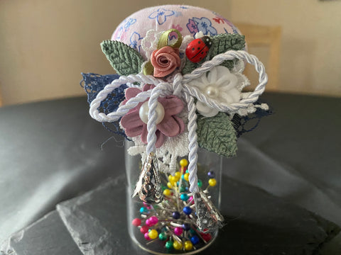Vintage Geschenkbox mit Nadelkissenglas (11) / handgemacht von Beate