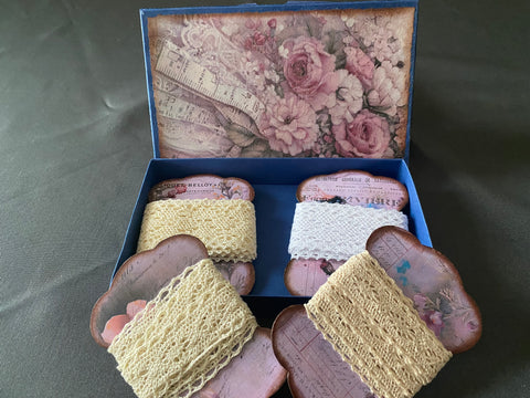 Vintage Spule zum Aufwickeln von Spitze, Garn, Bänder usw. (2) // handgemacht von Beate