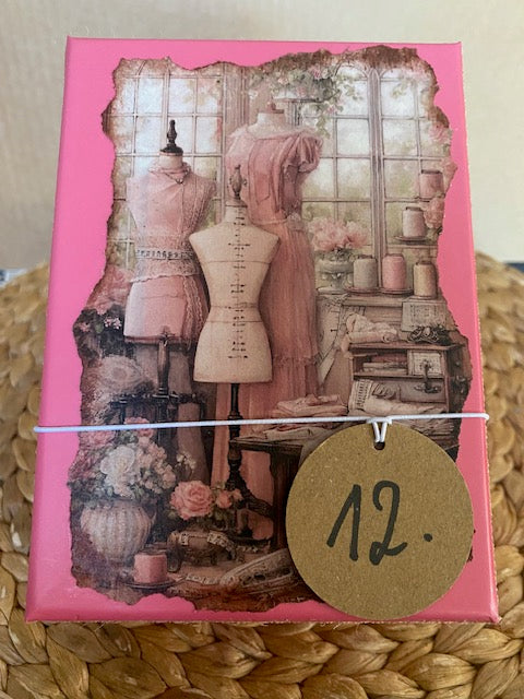 Vintage Geschenkbox mit Nadelkissenglas (12) / handgemacht von Beate