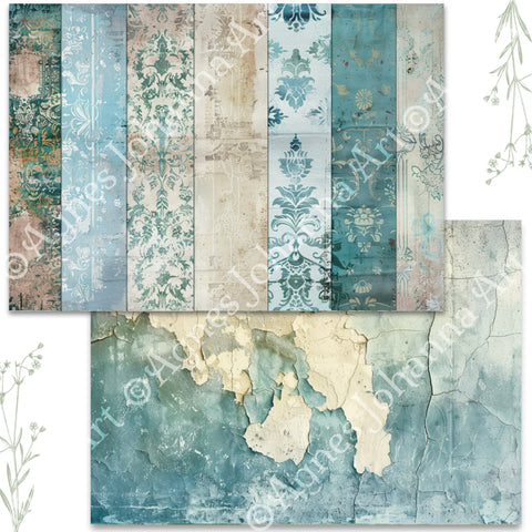 "Eukalyptus und Rosen"(Januar 2026) // AgnesJohanna Art // 7 Blatt Designpapier // doppelseitig bedruckt