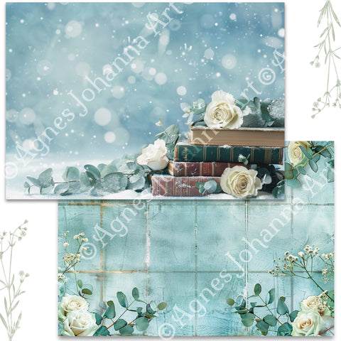 "Eukalyptus und Rosen"(Januar 2026) // AgnesJohanna Art // 7 Blatt Designpapier // doppelseitig bedruckt