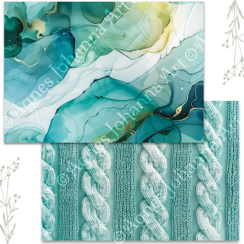 "Eukalyptus und Rosen"(Januar 2026) // AgnesJohanna Art // 7 Blatt Designpapier // doppelseitig bedruckt