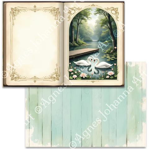 "Schwanensee" (Juli 2026) // AgnesJohanna Art // 7 Blatt Designpapier // doppelseitig bedruckt