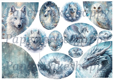 "Ice Fantasy" // Papermakeshappy // Ephemera set // 200 g/m²