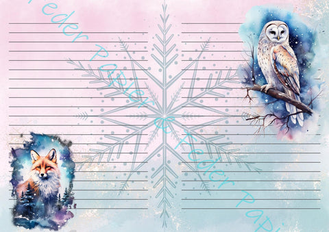 Designpapier "Fantasy Winter Woodland" // "kleines Format" auf DIN A 4 // 6 Seiten + eine Bonusseite