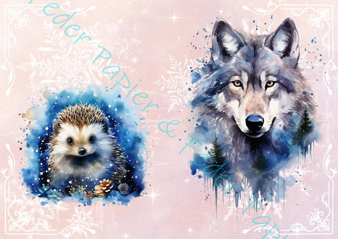 Designpapier "Fantasy Winter Woodland" // 12 Seiten // DIN A 4 // doppelseitig bedruckt