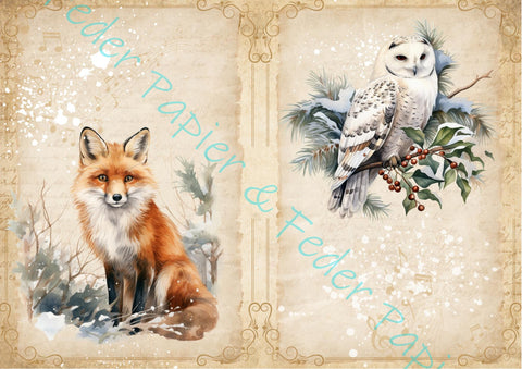 Designpapier "Winter Woodland" // 12 Seiten // DIN A 4 // doppelseitig bedruckt