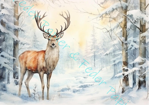 Designpapier "Winter Woodland" // 12 Seiten // DIN A 4 // doppelseitig bedruckt