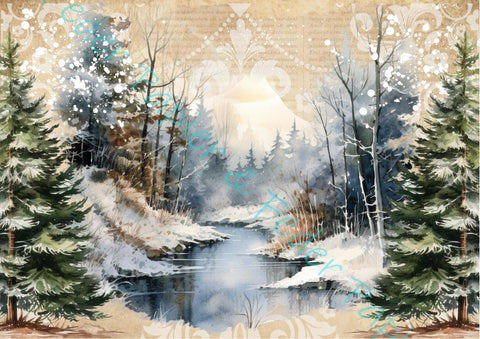 Design paper "Winter Woodland" // on 75 g/m² sugar cane paper // 12 pages // DIN A 4 // printed on both sides