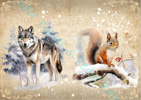 Designpapier "Winter Woodland" // 12 Seiten // DIN A 4 // doppelseitig bedruckt