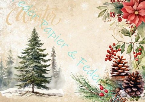 Designpapier "Winter Woodland" // 12 Seiten // DIN A 4 // doppelseitig bedruckt