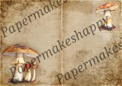 "Vintage Mushrooms" // Papermakeshappy // 7 Blatt Designpapier // doppelseitig bedruckt