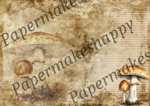 "Vintage Mushrooms" // Papermakeshappy // 7 Blatt Designpapier // doppelseitig bedruckt