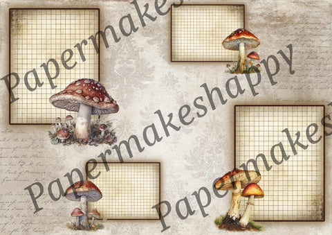 "Vintage Mushrooms" // Papermakeshappy // 7 Blatt Designpapier // doppelseitig bedruckt