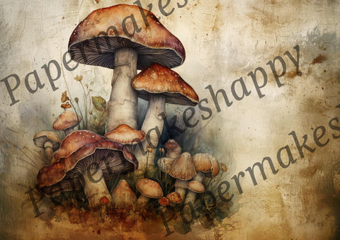 "Vintage Mushrooms" // Papermakeshappy // 7 Blatt Designpapier // doppelseitig bedruckt