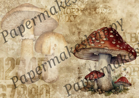 "Vintage Mushrooms" // Papermakeshappy // 7 Blatt Designpapier // doppelseitig bedruckt