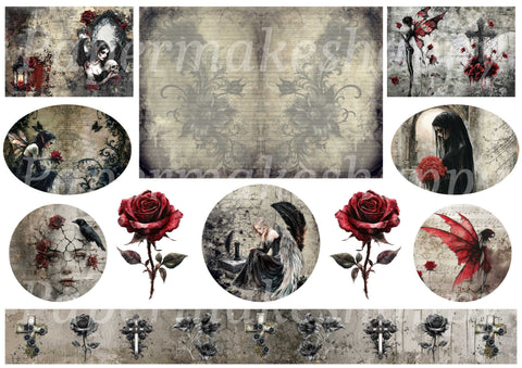 "Mystical Grunge" // Papermakeshappy // Ephemera-Set // 200 g/m²