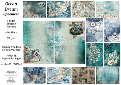 "Ocean Dream" // Papermakeshappy // Ephemera-Set // 200 g/m²