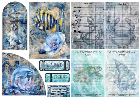 "Ocean Dream" // Papermakeshappy // Ephemera-Set // 200 g/m²