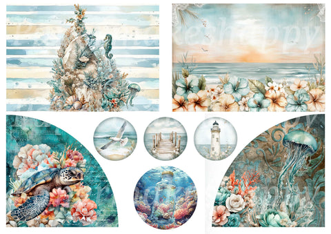 "Ocean Dream" // Papermakeshappy // Ephemera-Set // 200 g/m²