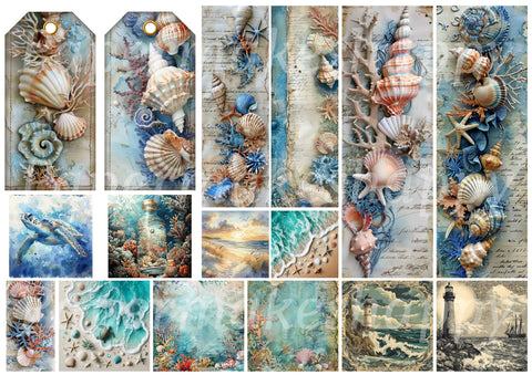 "Ocean Dream" // Papermakeshappy // Ephemera-Set // 200 g/m²