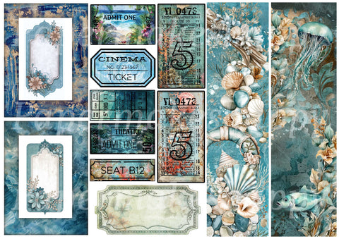 "Ocean Dream" // Papermakeshappy // Ephemera-Set // 200 g/m²