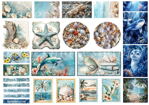 "Ocean Dream" // Papermakeshappy // Ephemera-Set // 200 g/m²