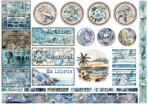 "Ocean Dream" // Papermakeshappy // Ephemera-Set // 200 g/m²