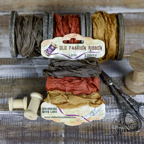 Old Fashion Ribbon // 3er-Set Satinband // 1,20 bis 1,40 m lang - 2 cm breit // OLDZ03