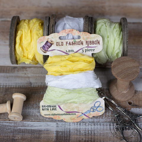 Old Fashion Ribbon // 3er-Set Satinband // 1,20 bis 1,40 m lang - 2 cm breit // OLDZ26