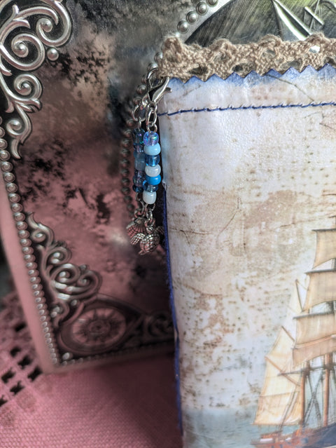 small journal "Sailing Ship" with lace cover // handmade by Beate