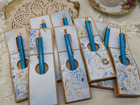 Kugelschreiber mit Motiv "Glitzer blau" // Papier & Feder