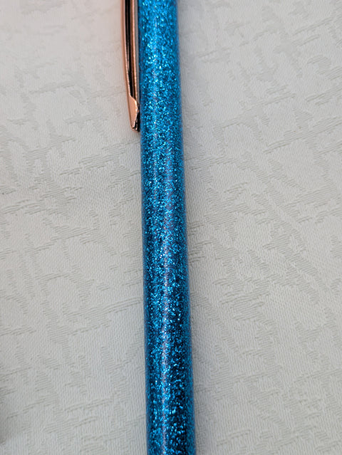 Kugelschreiber mit Motiv "Glitzer blau" // Papier & Feder